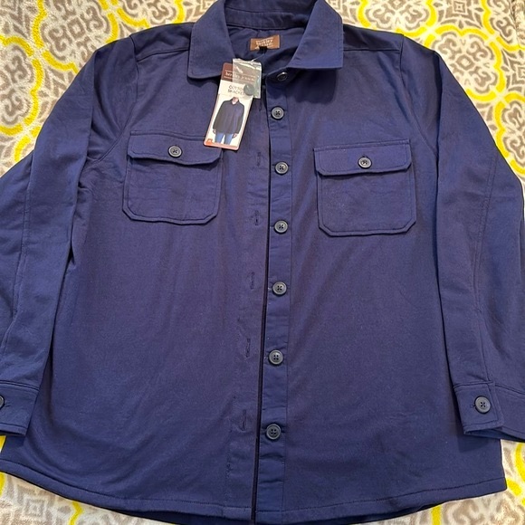 NEW NWT - blue button up Shacket / shirt jacket with side pockets and collar. - Picture 3 of 9